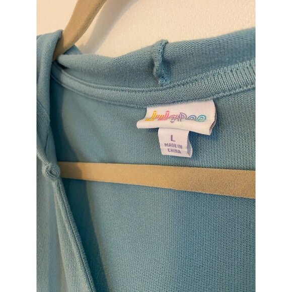 LulaRoe Light Blue Women’s Long Sleeve Hooded V-Neck Tunic Knit Top Size L - Picture 2 of 4